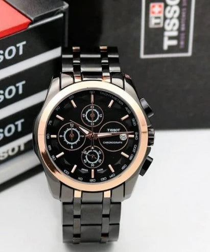Tissot 1853 Black Dial Chronograph Metal Belt Men's Watch