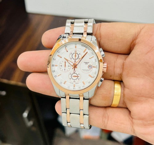Tissot 1853 White Dial Chronograph Metal Belt Men's Watch