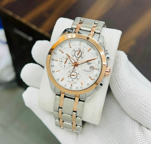 Tissot 1853 White Dial Chronograph Metal Belt Men's Watch