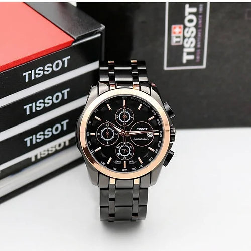 Tissot 1853 Black Dial Chronograph Metal Belt Men's Watch