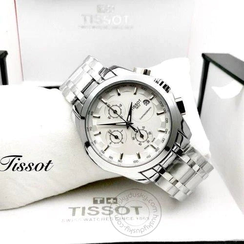 Tissot 1853 White Dial Chronograph Metal Belt Men's Watch