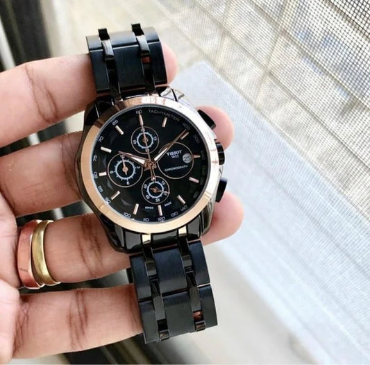 Tissot 1853  Black Dial Chronograph Metal Belt Men's Watch