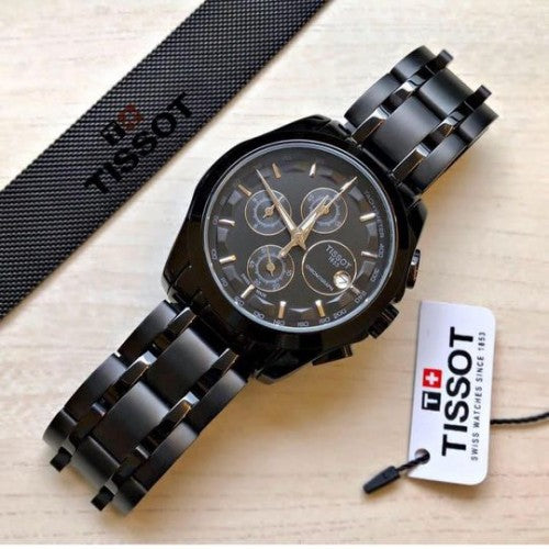 Tissot 1853 Black Dial Chronograph Metal Belt Men's Watch