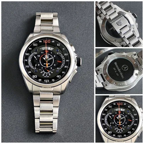 Tag Heuer Black Dial Mercedes Metal Belt Mens Watch