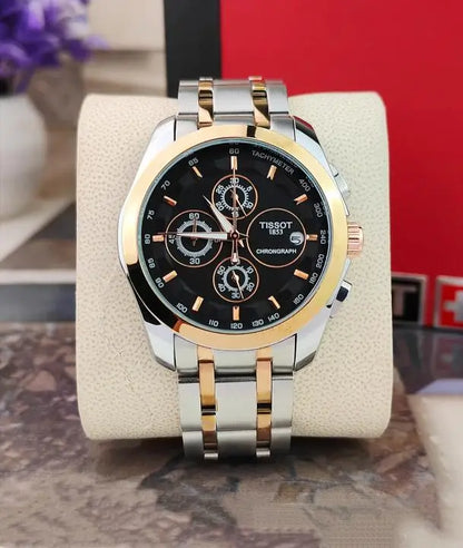 Tissot 1853 Black Dial Chronograph Metal Belt Men's Watch
